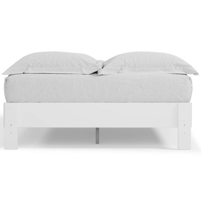 Piperton Queen White Engineered Wood Platform Bed with Drawer
