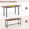 Costway 3 Piece Dining Table Set for 4-6  63"Kitchen Table with 2 Benches Metal Frame Black/Walnut - 3 of 4