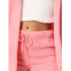 cheibear Women's Fuzzy Fleece Soft Coat Jacket and Crop Top with Shorts 3-Piece Pajamas Lounge Set - 4 of 4