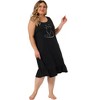 Agnes Orinda Women's Plus Size Cat Pattern Ruffle Hem Sleeveless Comfy Packs Nightgowns - image 3 of 4