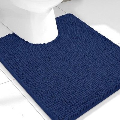 Home Mart Goods Navy Blue Soft Cozy Plush Chenille Contour Bath Mat Bathroom Rug