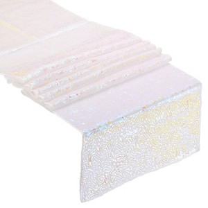 Unique Bargains Party Wedding Polyester Flexible Cutting Delicate Edges Sequin Table Runner 2 Pcs - 1 of 3