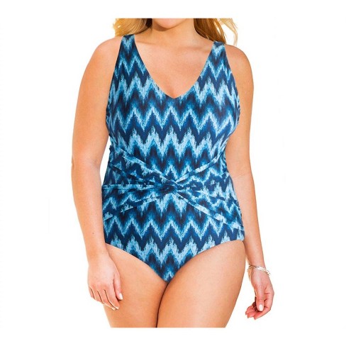 Women s Plus Size V neck Twist Front One Piece Swimsuit Always For Me Target