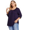 WhizMax Women Plus Size Pleated Flowy Top 3/4 Roll Sleeve Casual Loose Blouse Round Neck Tunic Shirt Long Sleeve - image 4 of 4