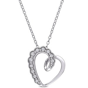 EVERLY JEWELRY | Sterling Silver Diamond-Accent Heart Pendant with Chain - 1 of 4