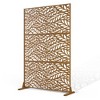 TOAOTBNBO Metal Privacy Screen with Stand, Decorative Privacy Fence Panels with Leaf Pattern, Outdoor Privacy Screen for Garden, Brown - 2 of 4