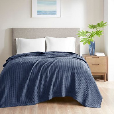 Sapphtopaz Waffle Weave Cotton Blanket, Ultra Soft Breathable Throw Blanket, 90"W x 90"L Cooling Blankets for Bed, Full/Queen Blanket