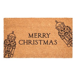 HomeRoots 24" X 36" Brown And Black Merry Christmas Outdoor Coir Door Mat - 1 of 4