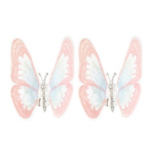 Unique Bargains Embroidered Butterflies Shoelace Charms Pink 1 Pair - 1 of 4