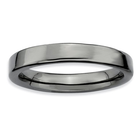 Black Bow Jewelry Black Plated Sterling Silver Stackable Polished Flat 3.5mm Band - image 1 of 4