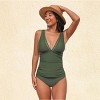 Women's Alluring Olive Green Tankini Swimsuit Set - Cupshe - 3 of 4