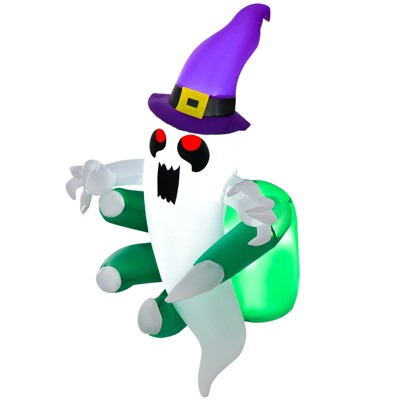 Tangkula Inflatable Ghost Broke Out from Window Blow Up Decorations with Built-in LED Lights 3 Suction Cups Halloween Inflatable Prop