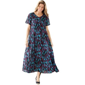 Woman Within Plus Size Short-Sleeve Crinkle Dress - 1 of 4