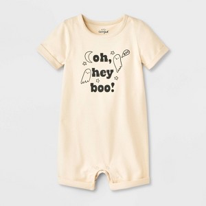 Baby Halloween Oh Hey Boo Short-Sleeve Romper - Cat & Jack™ Cream - 1 of 4