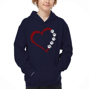 LA Pop Art Meow Heart - Boy's Word Art Hooded Sweatshirt - 1 of 4