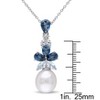EVERLY JEWELRY | Sterling Silver 3 1/4 CT TGW London, Sky Blue and White Topaz and 9.5 - 10 MM White Cultured Freshwater Pearl Drop Pendant with Chain - 3 of 4