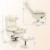 PU Leather Recliner Chair with Ottoman, Swivel Recliner and Ottoman with Round Wrapped Base for Living Room - 3 of 4