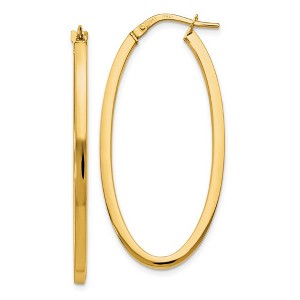 Black Bow Jewelry 2mm Oval Hoop Earrings in 10k Yellow Gold, 41mm (1 5/8 Inch) - 1 of 4