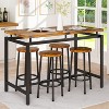 Hooseng 5-Piece Dining Room Table Set, Industrial Counter Height Pub Dining Set with 4 Round Bar Stools, 5 Pieces Bar Table Set - 3 of 4