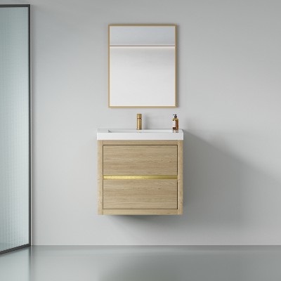 Bencmate Bathroom Storage Cabinets, Floating Bathroom Storage Cabinet, Designed for Wall Mounting, Brown, 23.62"*19.69"*22.44"
