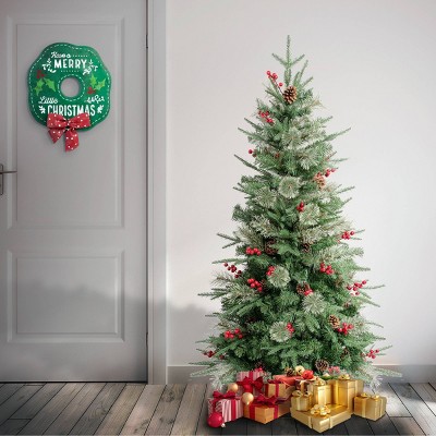 4.5' Green Pine Artificial Christmas Tree with Red Berries and Pinecones