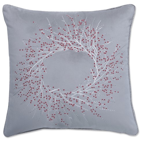 Holiday Wintry Wreath Square Pillow Cover & Insert Eastern Accents