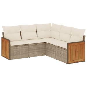 vidaXL Garden Sofa Set Beige PE Rattan, Powder-Coated Steel, Polyester - 1 of 4
