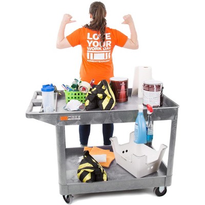 Gray Extra Large Heavy-Duty 2 Shelf Utility Cart