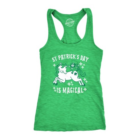 Womens Tanktop Saint Patricks Day Is Magical Shirt St Funny Leprechaun Unicorn - Crazy Dog Women's Tank Top - image 1 of 4