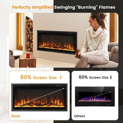 Costway 36'' Black Metal Electric Fireplace with Remote Control