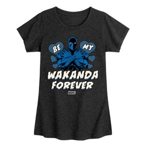 Girls' - Marvel - Valentine Be My Wakanda Forever Fitted Short Sleeve Graphic T-Shirt - 1 of 4