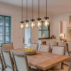 LNC Maison 5-Lights 33" Farmhouse Cluster Kitchen Island Pendant  Lights, Antique Brown Wood and Mason Jar Glass Shades - 4 of 4