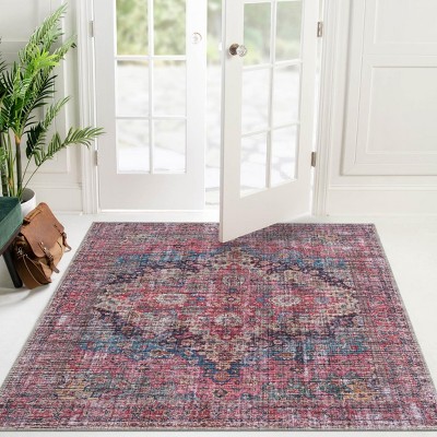 Unique Loom Mangata Mary Border Washable Indoor Flatweave Woven Area Rug