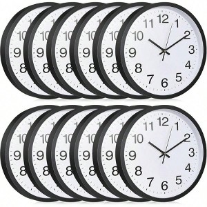 12 Inch Silent Quartz Analog Wall Clock Non Ticking Large Round Easy to Read for Classroom Office School Kitchen Bedroom - 1 of 4