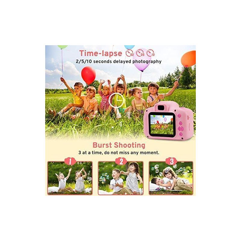 Link Kids Digital Camera 2" Color Display 1080P 3 Megapixel 32GB SD Card Selfie Mode Silicone Cover BONUS Card Reader Included Boys/Girls Great Gift, 2 of 7