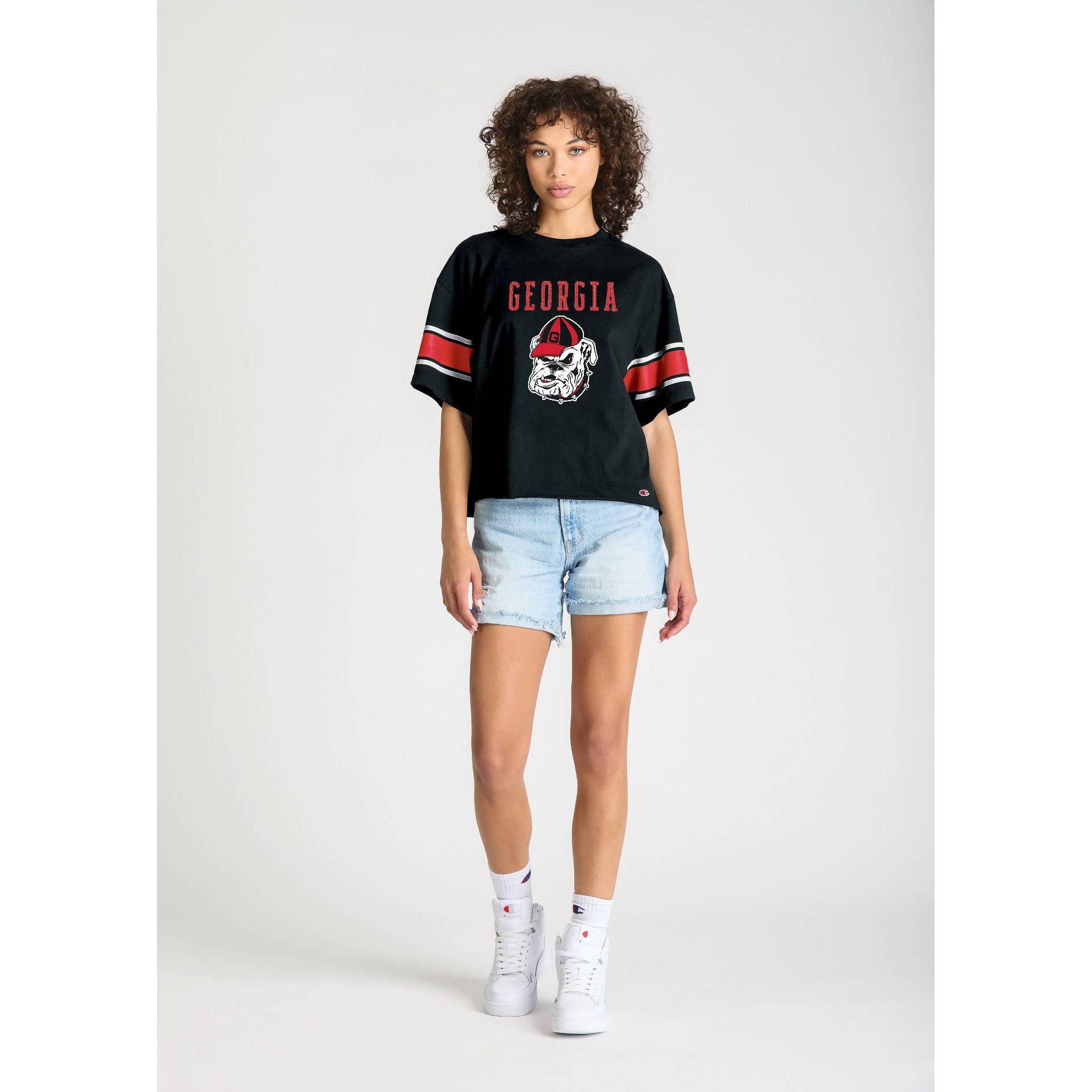 NCAA Georgia Bulldogs Women's Champion Sequin Print T-Shirt - M