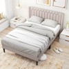 Safstar Queen Size Bed Frame Dutch Velvet Upholstered Platform Bed w/Wingback Headboard - 2 of 4