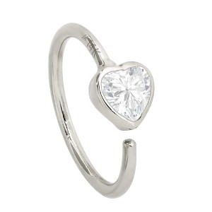 Jewelry Avalanche 20G 14K Gold Bezel Moissanite Heart Nose Hoop Ring - 1 of 4