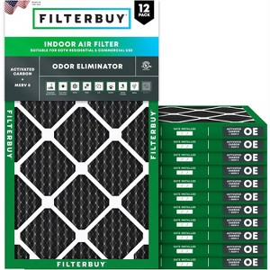 Filterbuy 20x21.5x1 Air Filter (12-Pack), Pleated MERV 8 Odor Eliminator Replacement HVAC AC Furnace Filters (Actual Size: 19.88 x 21.50 x 0.75) - 1 of 4
