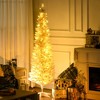 HOMCOM 6' Tall Pre-Lit Slim Noble Fir Artificial Christmas Tree with Realistic Branches, 200 Warm White LED Lights and 390 Tips - 3 of 4