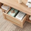 Lirago Modern Square Coffee Table with Rattan Drawer-Wooden Mid-Century Design for Living Room-Natural - 4 of 4