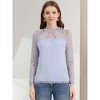INSPIRE CHIC Women's Elegant Lace Sleeve Scalloped Trim Summer Casual Chiffon Blouse - 2 of 4