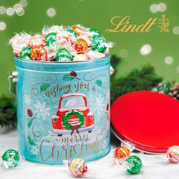 Vintage Christmas Candy Gift Tin 2.6 lb Holiday Tin Assorted Lindt Truffles (95 pcs)