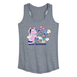 Women's - MTV - Funky Flower Dude Graphic Racerback Tank - 1 of 4