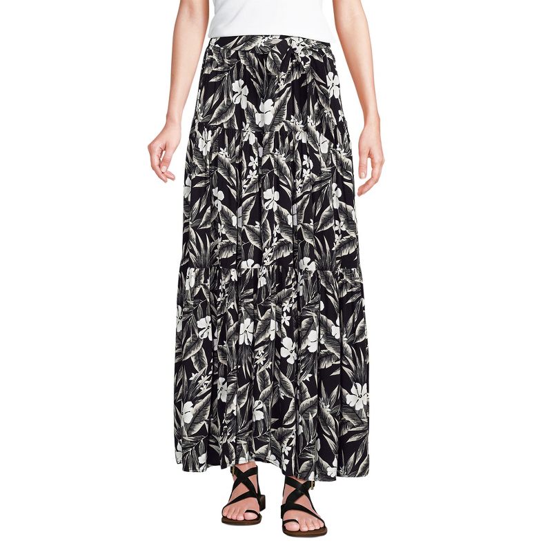 Lands' End Women's Tiered Rayon Maxi Skirt, 1 of 7