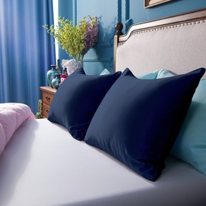 2 Pack Satin Pillowcases, Skin-Friendly Luxury Pillow Cases with Hidden Zipper - NTBAY - 1 of 4