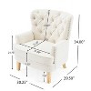 GDFStudio Geneva Mid Century Modern Tufted Boucle Club Chair, White/Dark Brown - 3 of 4