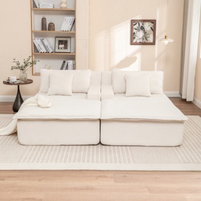 Modern Corduroy Chaise Lounge Chair Set of 2, Oversized Sleeper Sofas with High-Resilience Foam for Bedroom or Living Room – The Pop Home