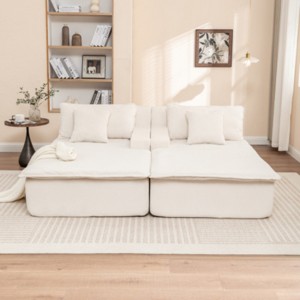 Modern Corduroy Chaise Lounge Chair Set of 2, Oversized Sleeper Sofas with High-Resilience Foam for Bedroom or Living Room – The Pop Home - 1 of 4