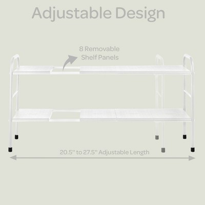 White Adjustable 2-Tier Under Sink Organizer with Removable Panels